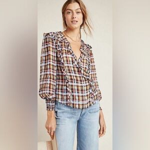 Maeve Multicolor Plaid Ruffle Blouse